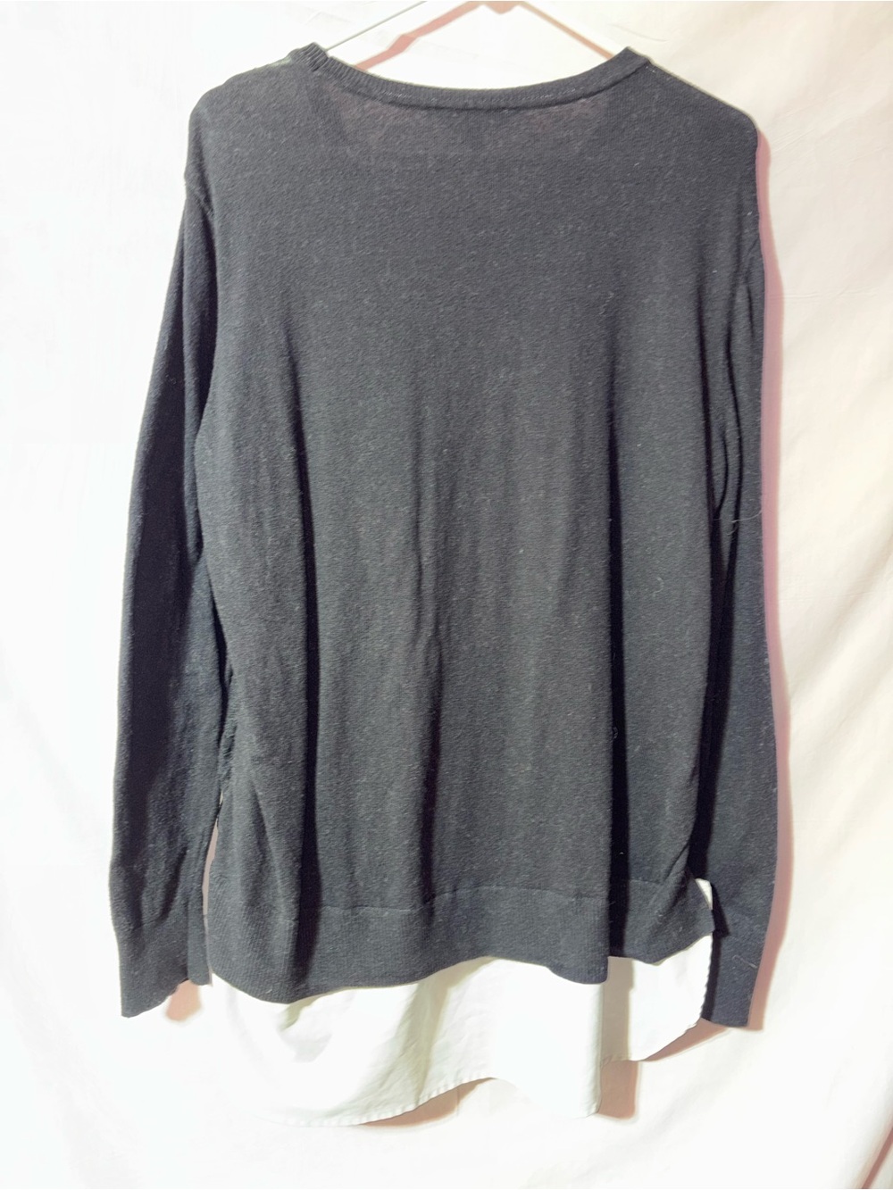 Simply Vera Vera Wang Black Lace-Overlay Crewneck Sweater with White Hem - Picture 5 of 8